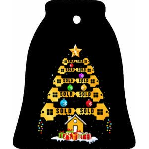 House Key Realtor Christmas Tree Xmas for Real Estate Agent Ceramic Bell Ornament