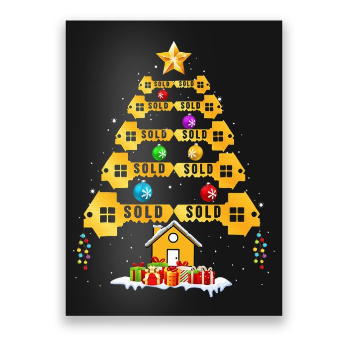 House Key Realtor Christmas Tree Xmas for Real Estate Agent Poster