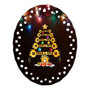 House Key Realtor Christmas Tree Xmas for Real Estate Agent Ceramic Oval Ornament