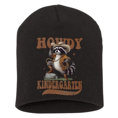 Howdy Kindergarten Raccoon Cowboy Western Back To School Gift Short Acrylic Beanie