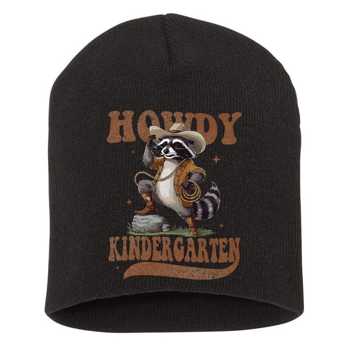 Howdy Kindergarten Raccoon Cowboy Western Back To School Gift Short Acrylic Beanie