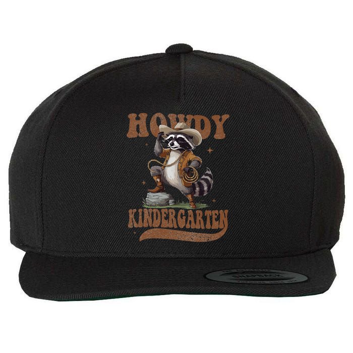 Howdy Kindergarten Raccoon Cowboy Western Back To School Gift Wool Snapback Cap