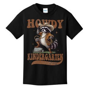 Howdy Kindergarten Raccoon Cowboy Western Back To School Gift Kids T-Shirt