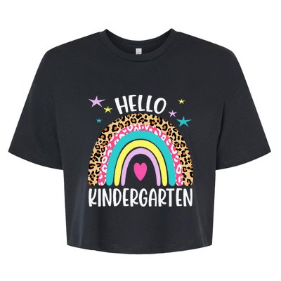 Hello Kindergarten Rainbow Back To School Teacher Student Bella+Canvas Jersey Crop Tee