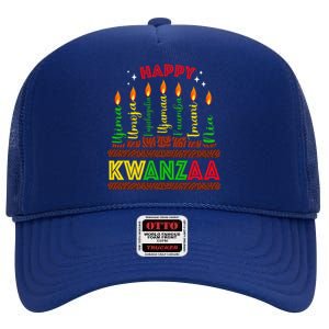 Happy Kwanzaa Seven Principles Of Kwanzaa High Crown Mesh Back Trucker Hat