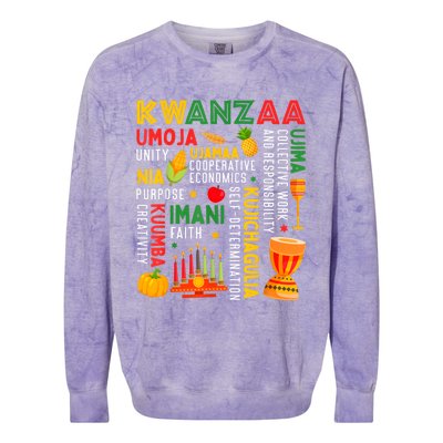 Happy Kwanzaa Seven Principles Of Kwanzaa Colorblast Crewneck Sweatshirt