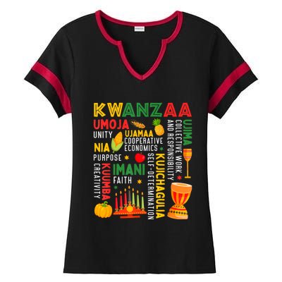 Happy Kwanzaa Seven Principles Of Kwanzaa Ladies Halftime Notch Neck Tee