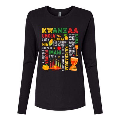 Happy Kwanzaa Seven Principles Of Kwanzaa Womens Cotton Relaxed Long Sleeve T-Shirt