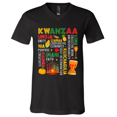 Happy Kwanzaa Seven Principles Of Kwanzaa V-Neck T-Shirt