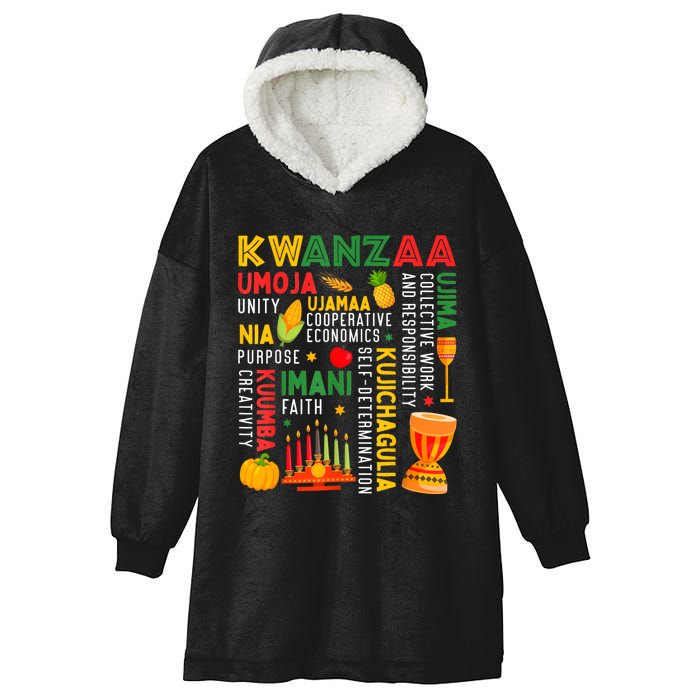 Happy Kwanzaa Seven Principles Of Kwanzaa Hooded Wearable Blanket