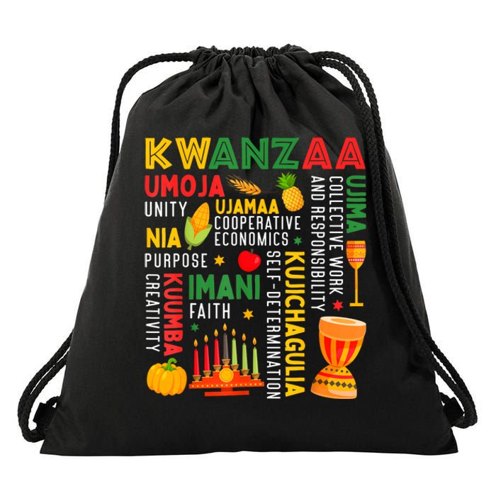 Happy Kwanzaa Seven Principles Of Kwanzaa Drawstring Bag