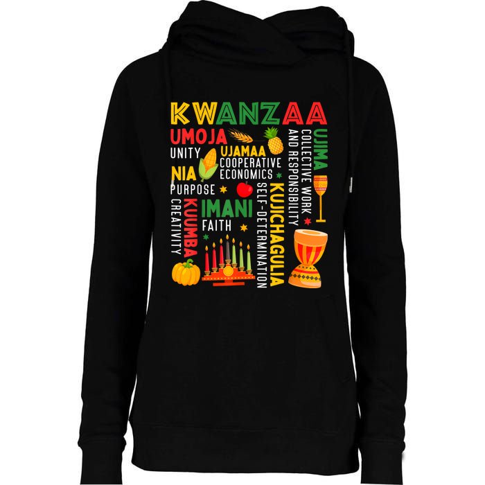 Happy Kwanzaa Seven Principles Of Kwanzaa Womens Funnel Neck Pullover Hood