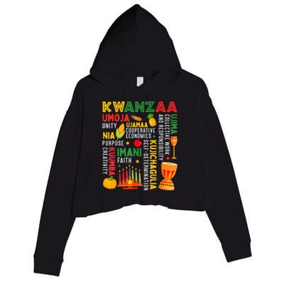 Happy Kwanzaa Seven Principles Of Kwanzaa Crop Fleece Hoodie