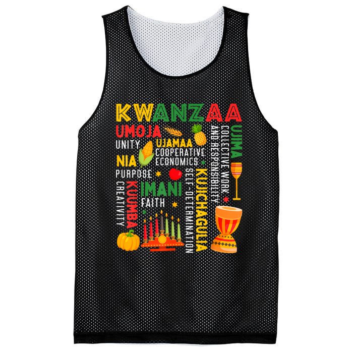 Happy Kwanzaa Seven Principles Of Kwanzaa Mesh Reversible Basketball Jersey Tank