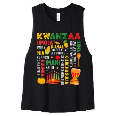 Happy Kwanzaa Seven Principles Of Kwanzaa Women's Racerback Cropped Tank