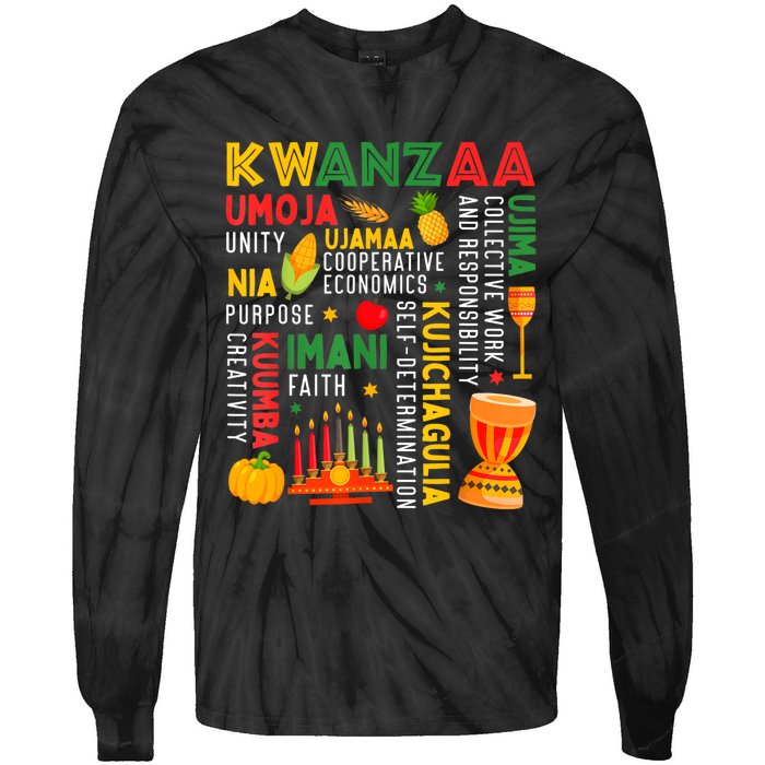 Happy Kwanzaa Seven Principles Of Kwanzaa Tie-Dye Long Sleeve Shirt