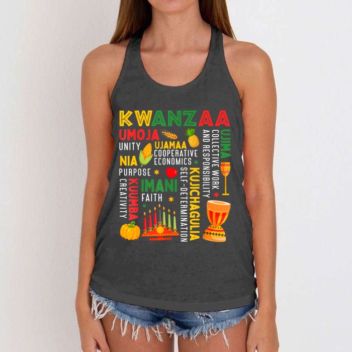 Happy Kwanzaa Seven Principles Of Kwanzaa Women's Knotted Racerback Tank