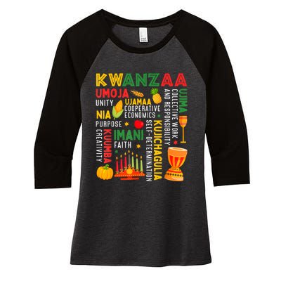 Happy Kwanzaa Seven Principles Of Kwanzaa Women's Tri-Blend 3/4-Sleeve Raglan Shirt