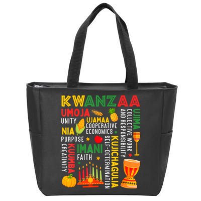 Happy Kwanzaa Seven Principles Of Kwanzaa Zip Tote Bag