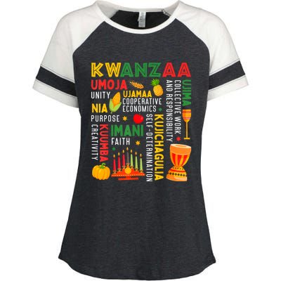 Happy Kwanzaa Seven Principles Of Kwanzaa Enza Ladies Jersey Colorblock Tee