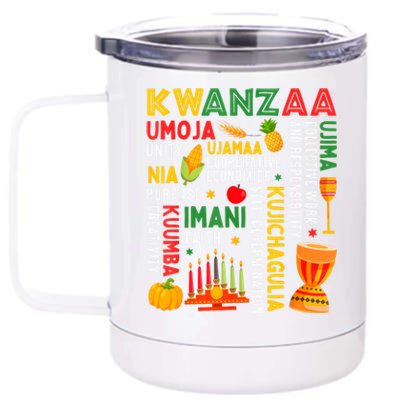 Happy Kwanzaa Seven Principles Of Kwanzaa 12 oz Stainless Steel Tumbler Cup