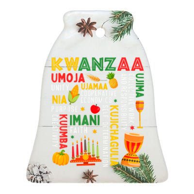 Happy Kwanzaa Seven Principles Of Kwanzaa Ceramic Bell Ornament