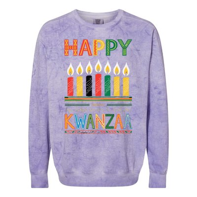 Happy Kwanzaa Seven Principles Of Kwanzaa Colorblast Crewneck Sweatshirt