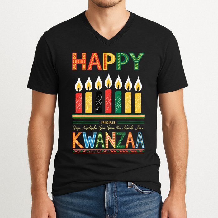 Happy Kwanzaa Seven Principles Of Kwanzaa V-Neck T-Shirt