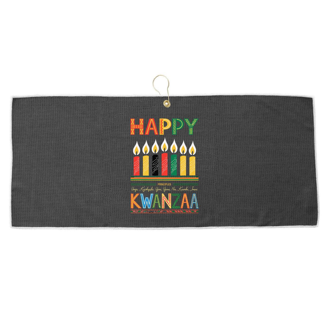 Happy Kwanzaa Seven Principles Of Kwanzaa Large Microfiber Waffle Golf Towel