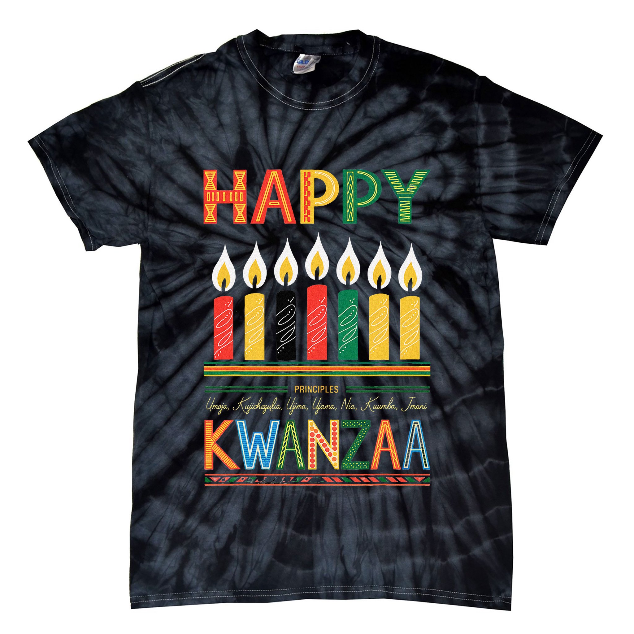 Happy Kwanzaa Seven Principles Of Kwanzaa Tie-Dye T-Shirt