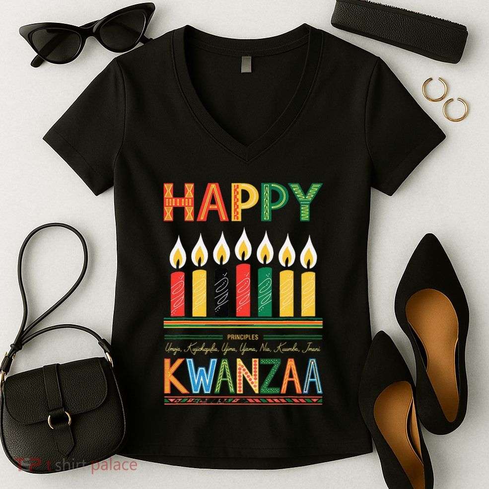 Happy Kwanzaa Seven Principles Of Kwanzaa Women's V-Neck T-Shirt