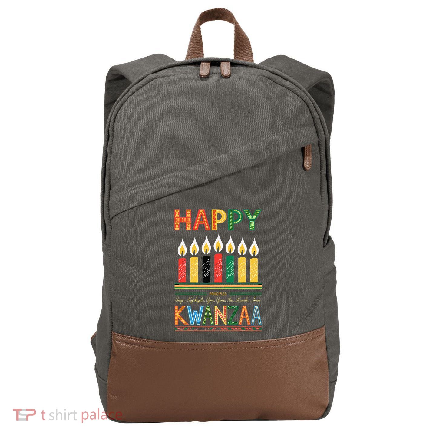 Happy Kwanzaa Seven Principles Of Kwanzaa Cotton Canvas Backpack