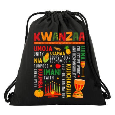 Happy Kwanzaa Seven Principles Of Kwanzaa Drawstring Bag