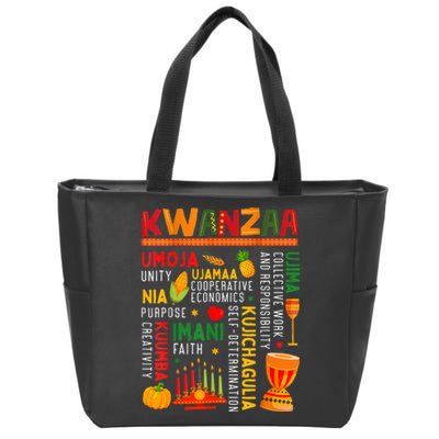 Happy Kwanzaa Seven Principles Of Kwanzaa Zip Tote Bag