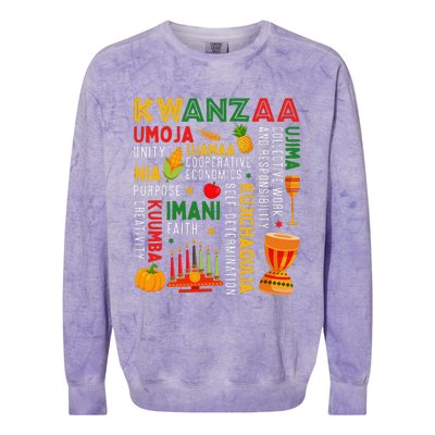 Happy Kwanzaa Seven Principles Of Kwanzaa Colorblast Crewneck Sweatshirt