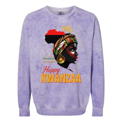 Happy Kwanzaa Seven Principles Of Kwanzaa Women Colorblast Crewneck Sweatshirt