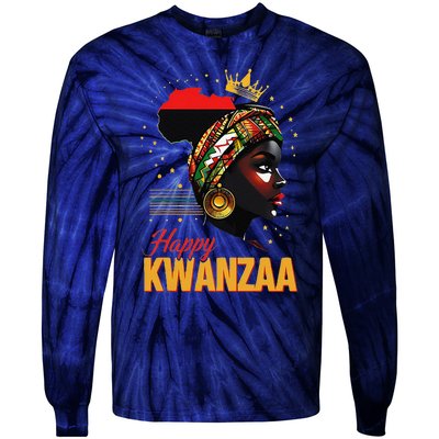 Happy Kwanzaa Seven Principles Of Kwanzaa Women Tie-Dye Long Sleeve Shirt