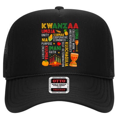 Happy Kwanzaa Seven Principles Of Kwanzaa High Crown Mesh Back Trucker Hat