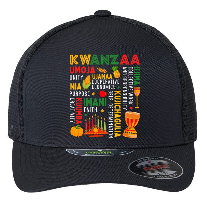 Happy Kwanzaa Seven Principles Of Kwanzaa Flexfit Unipanel Trucker Cap