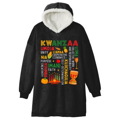 Happy Kwanzaa Seven Principles Of Kwanzaa Hooded Wearable Blanket