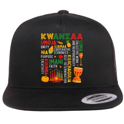 Happy Kwanzaa Seven Principles Of Kwanzaa Flat Bill Trucker Hat