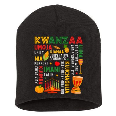 Happy Kwanzaa Seven Principles Of Kwanzaa Short Acrylic Beanie