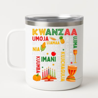 Happy Kwanzaa Seven Principles Of Kwanzaa 12 oz Stainless Steel Tumbler Cup