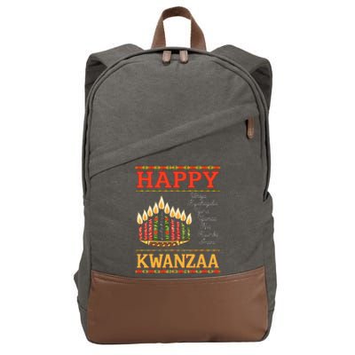 Happy Kwanzaa Seven Principles Of Kwanzaa Cotton Canvas Backpack