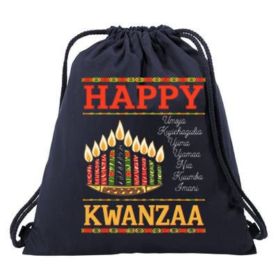 Happy Kwanzaa Seven Principles Of Kwanzaa Drawstring Bag