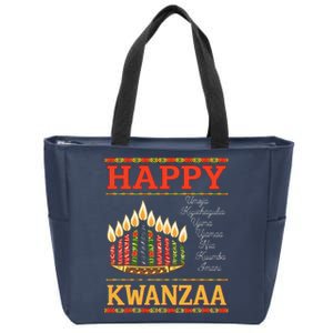 Happy Kwanzaa Seven Principles Of Kwanzaa Zip Tote Bag