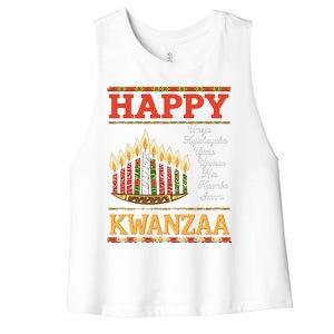 Happy Kwanzaa Seven Principles Of Kwanzaa Women's Racerback Cropped Tank