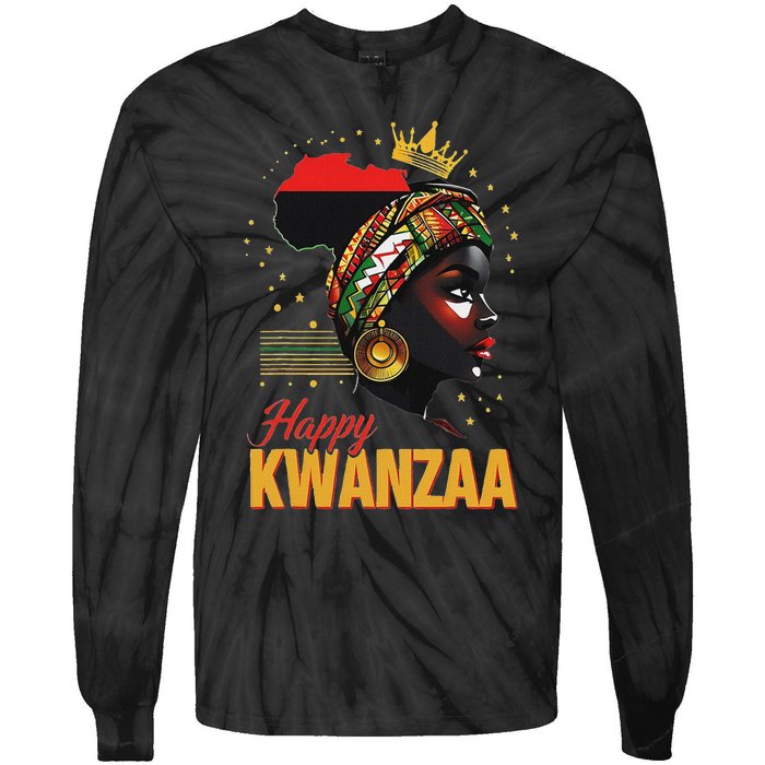 Happy Kwanzaa Seven Principles Of Kwanzaa Women Tie-Dye Long Sleeve Shirt