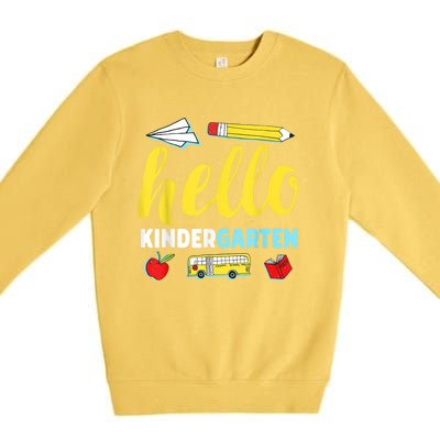 Hello Kindergarten Teacher First Day Back To School Premium Crewneck Sweatshirt