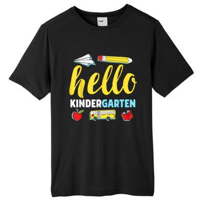 Hello Kindergarten Teacher First Day Back To School Tall Fusion ChromaSoft Performance T-Shirt